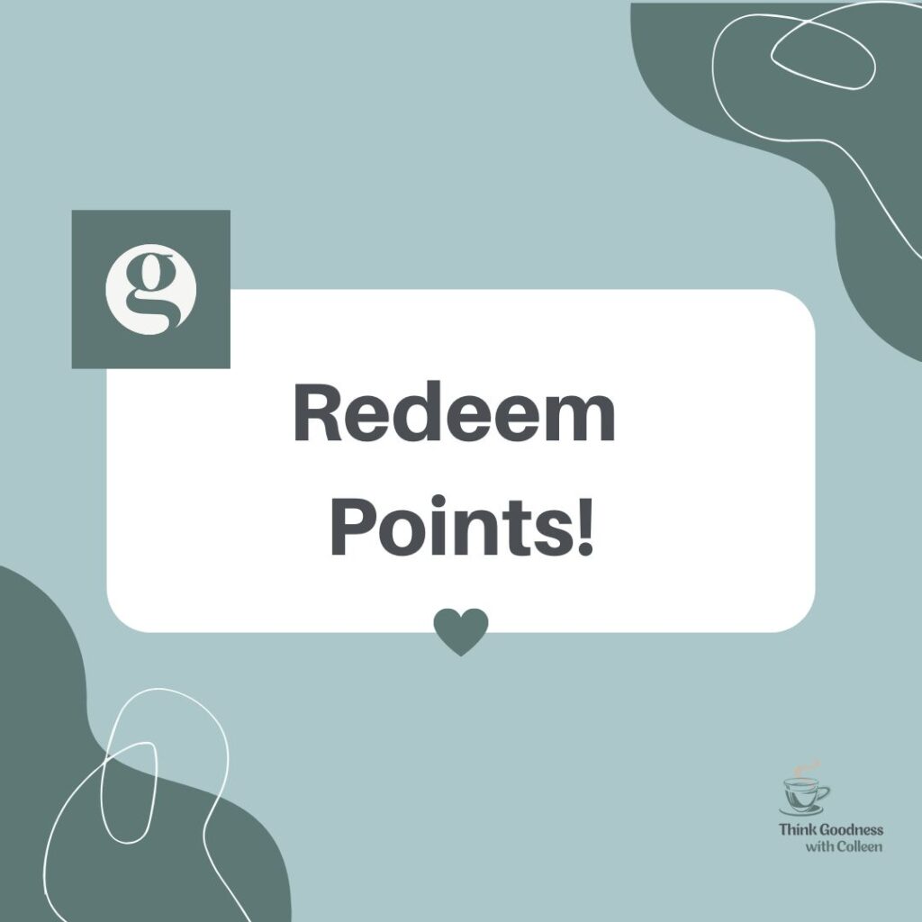 Green and blue image that says redeem points for our loyalty rewards program 
