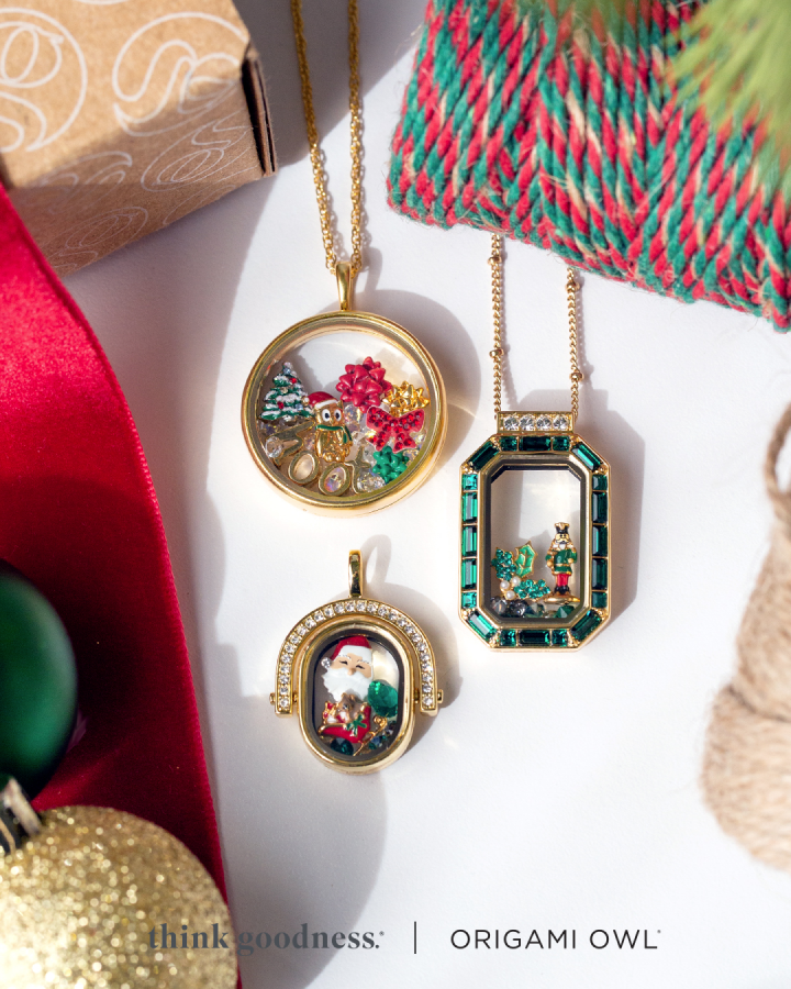 3 holiday lockets with charms from origami owl