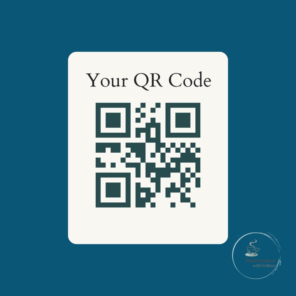 A dark blue image with a QR code 