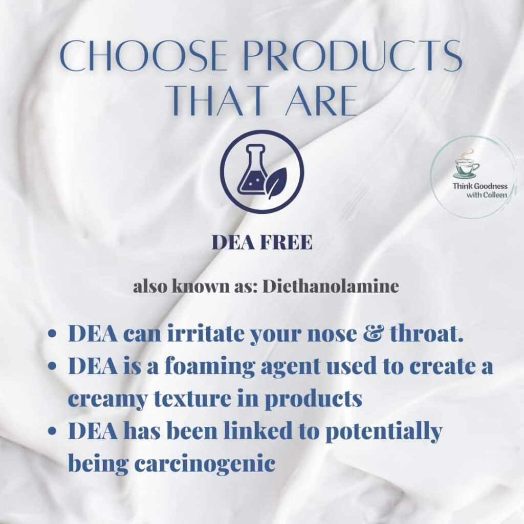 Image that says choose products that are DEA free