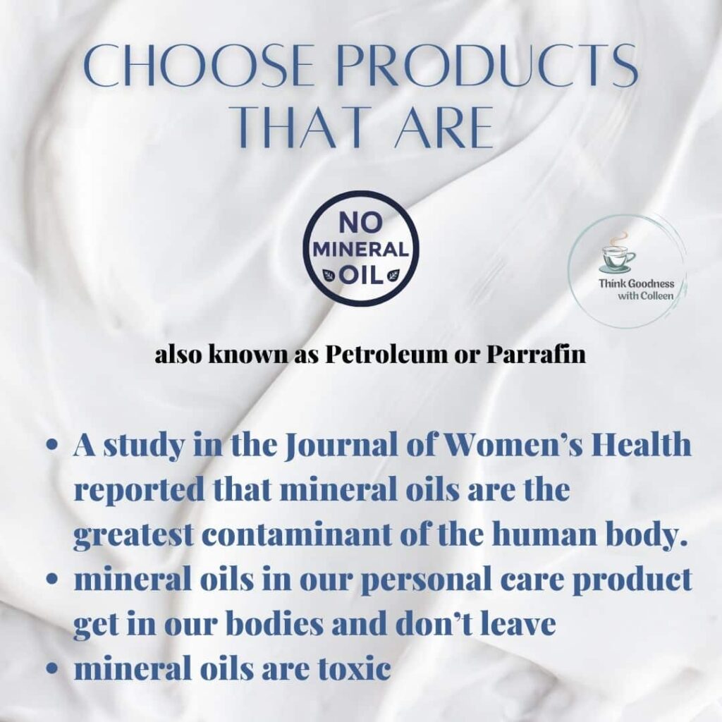 An image that says choose products that don’t have minerals