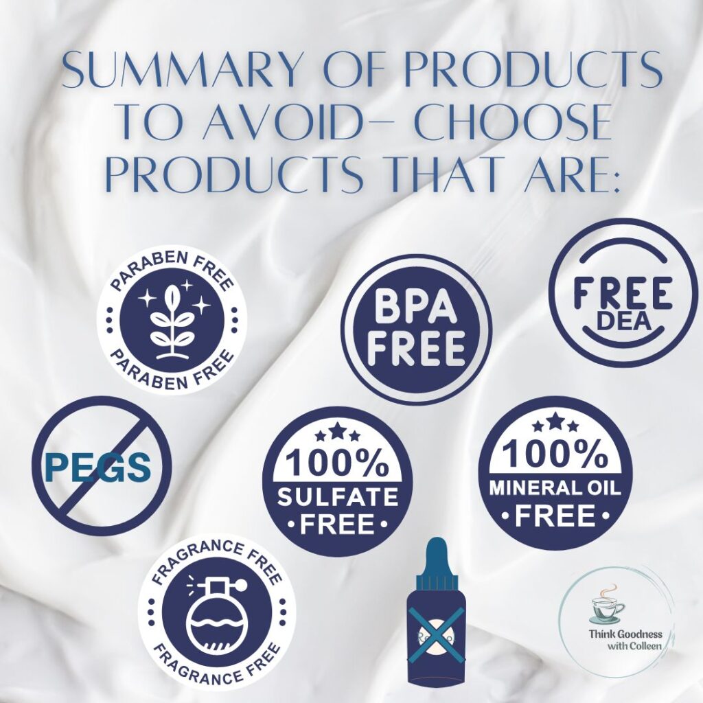 An image of ingredients to avoid - choose products that are 