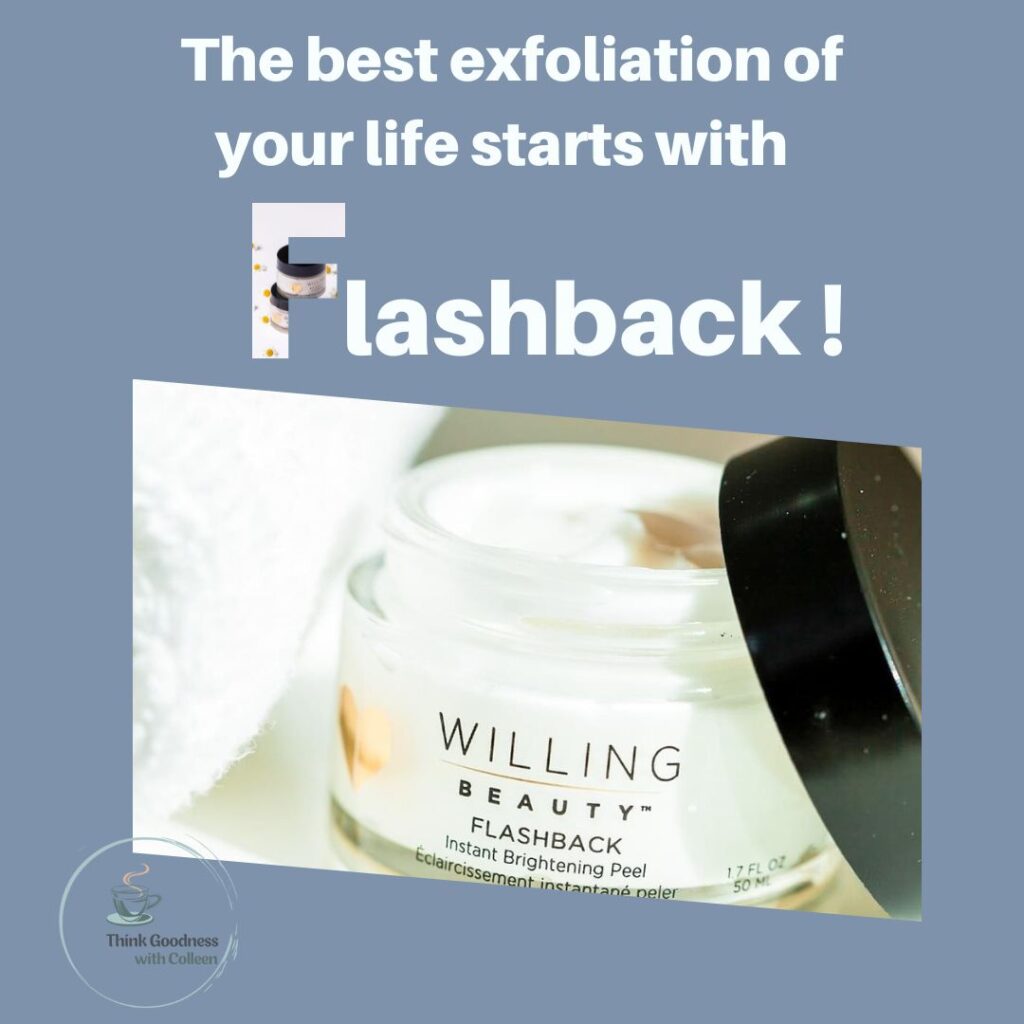 A jar of flashback instant brightening peel that says the best exfoliation of your life starts with flashback