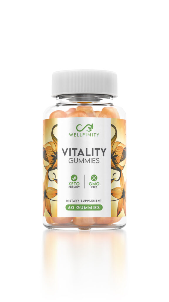 an image of a bottle of Gofinity Wellfinity vitality gummies