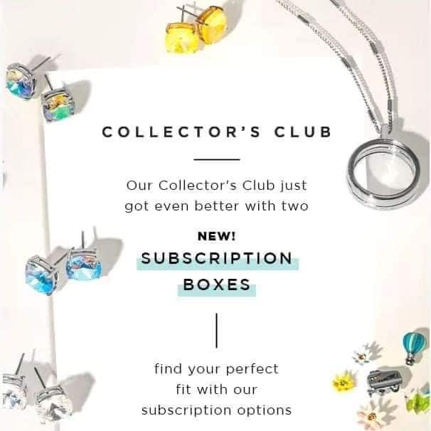 a white image of signature and mini Clara Stud Earrings plus 6 charms that says Collector's Club - our Collector's Club just got better with 2 new subscription boxes. find your perfect fit with our subscription options.