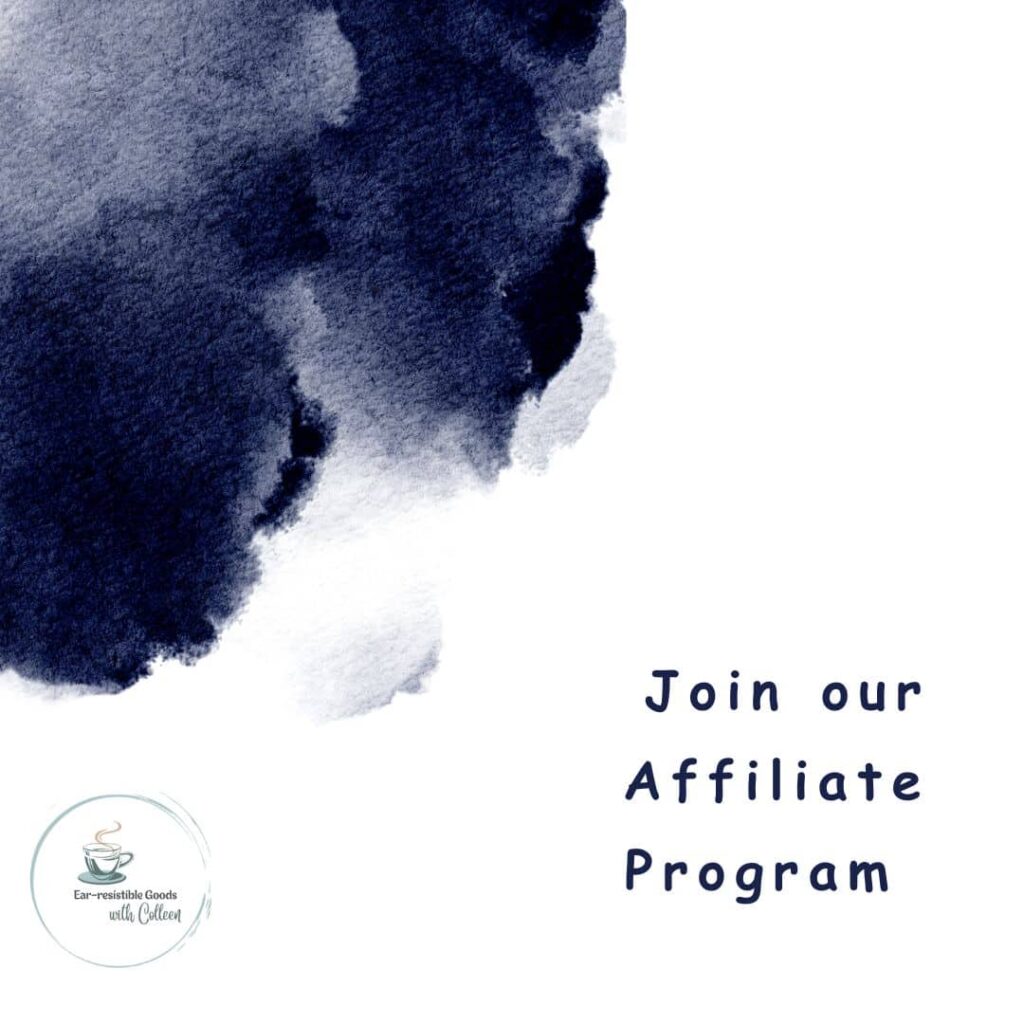 a white image with a dark blue abstract in the top left corner that says join our affiliate program