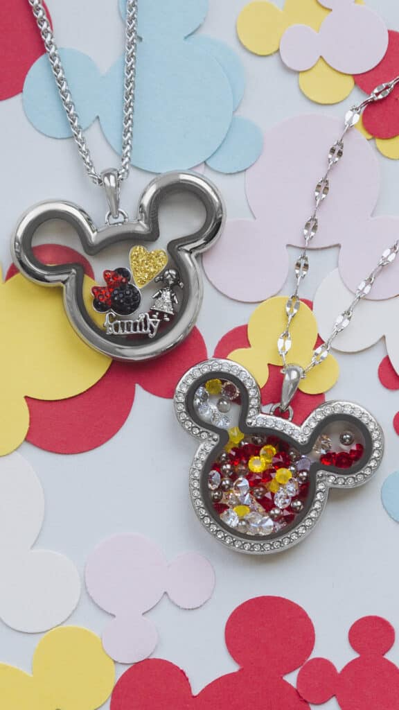 an image on mickey mouse ears paper showing the mickey mouse locket that is reversible and included in the Disney  + Origami Owl Join Pop-Up Pack 