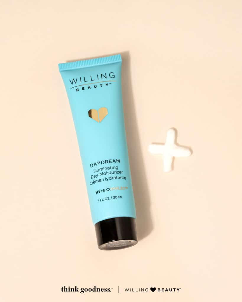 A beige image of a tube of willing beauty daydream illuminating day moisturizer