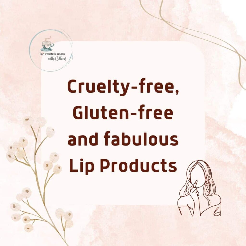 a light pink image that has a silouette of a woman apply a lip product that says cruelty free, gluten free and fabulous lip products