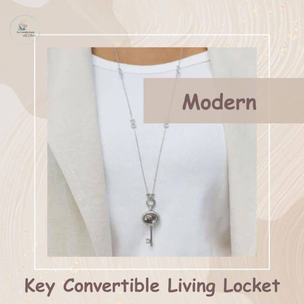 A beige image with a picture of a modern key convertible living locket