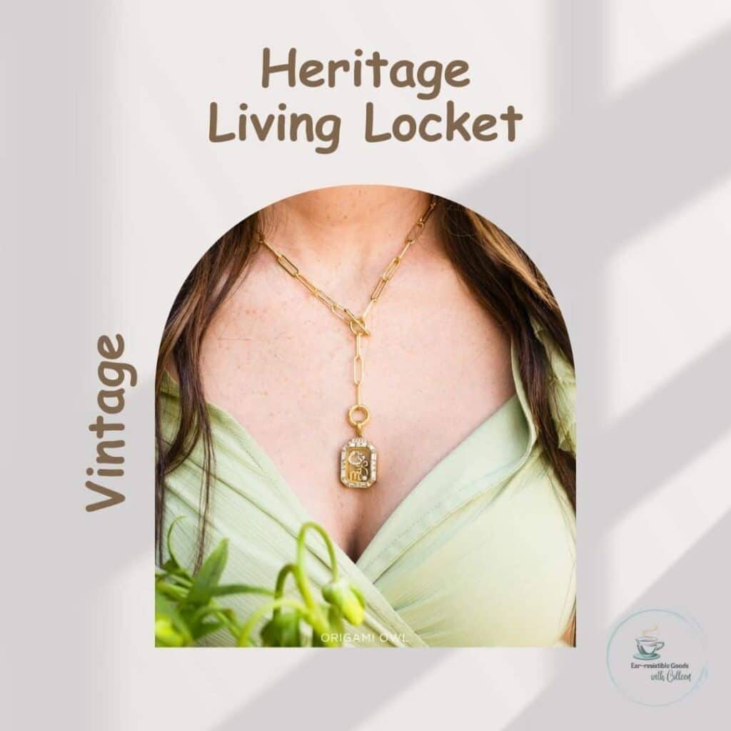 A light grey image with a picture of a gold vintage heritage living locket